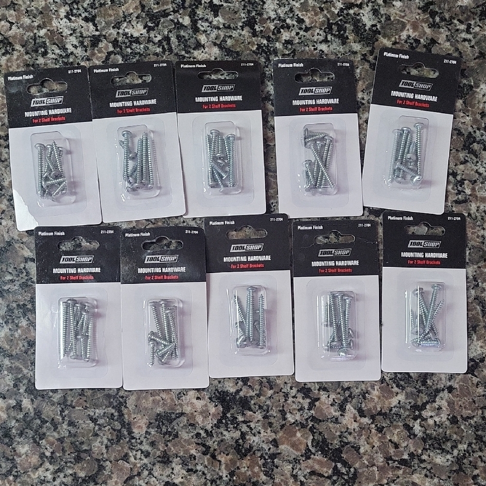 Lot of 10 Packs Platinum Finish 8 Screws mounting hardware NWT  5/8" 1 1/2"
